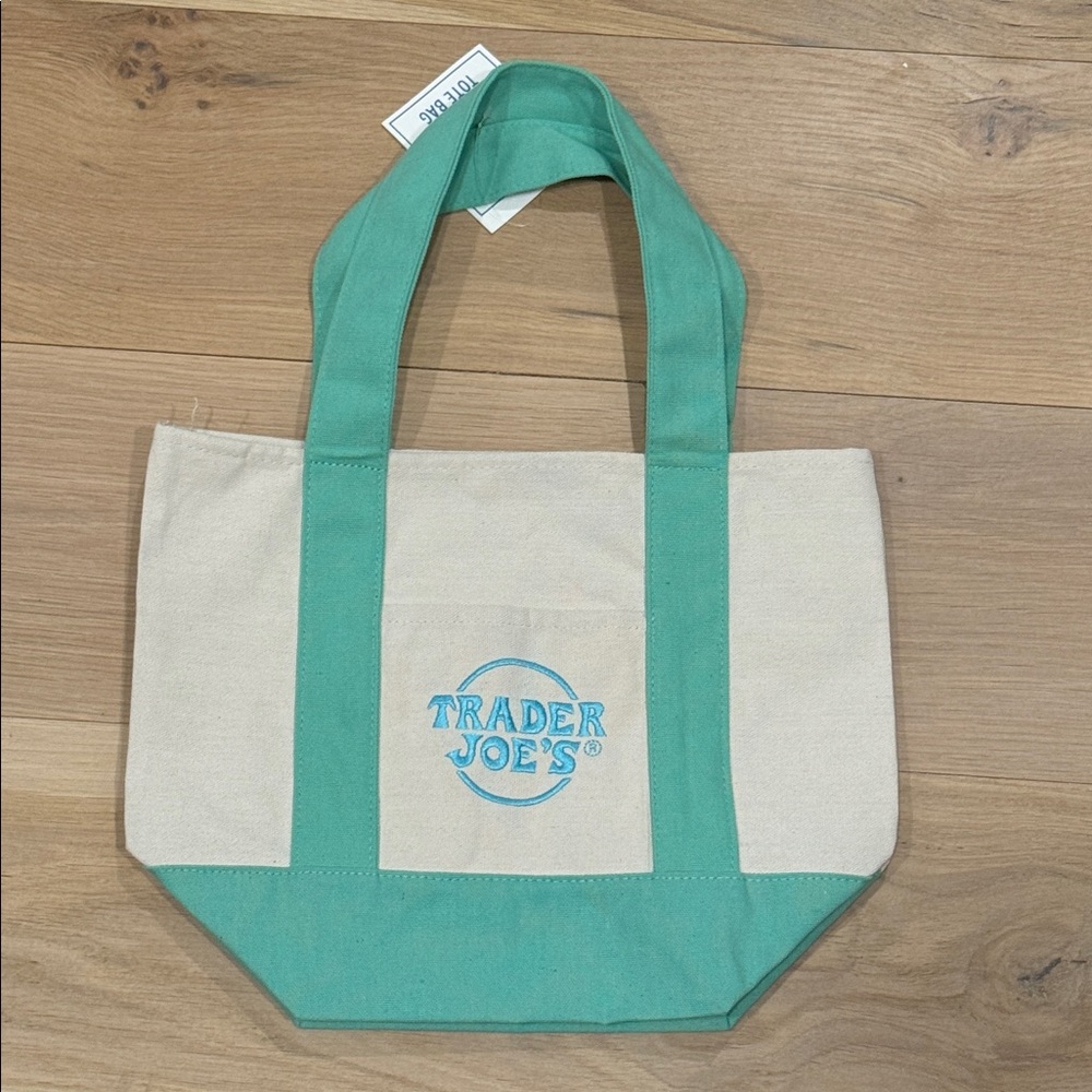 Trader Joe's Mini Tote Bags Green Mint Pastel NWT - Picture 5 of 5